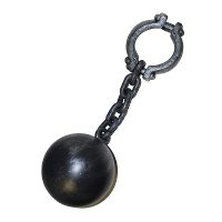 Funny Fashion Jumbo enkel ketting met kogel   55 cm   kunststof   boeven   gevangenen