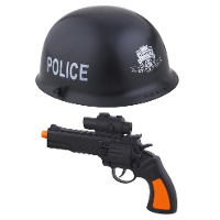 Kinderen speelgoed verkleed wapen en helm set voor politie agenten 2 delig