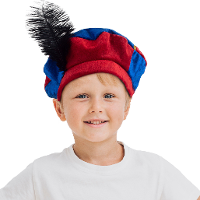 Luxe pietenmuts/baret   rood/blauw   voor kinderen   roetveeg Piet