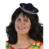 Mexicaanse mini Sombrero hoedje op diadeem   carnaval/verkleed accessoires   zwart   stro