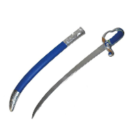 Middeleeuws/piraten verkleed zwaard   66 cm   kunststof   blauw   in houder