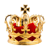 Mini koning/koningin kroontje goud   8 cm   op broche haarclip