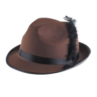 Oktoberfest   Bruin/zwart Tiroler hoedje verkleedaccessoire voor volwassenen
