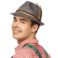 Oktoberfest   Grijs Duits Tiroler hoedje verkleedaccessoire voor volwassenen