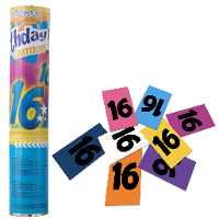 Party popper/confetti shooter   verjaardag 16 jaar   papier   multi kleuren   20 cm
