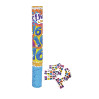 Party popper/confetti shooter   verjaardag 16 jaar   papier   multi kleuren   40 cm