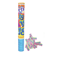 Party popper/confetti shooter   verjaardag 18 jaar   papier   multi kleuren   40 cm
