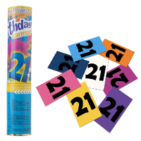 Party popper/confetti shooter   verjaardag 21 jaar   papier   multi kleuren   20 cm