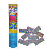 Party popper/confetti shooter   verjaardag 50 jaar   papier   multi kleuren   20 cm