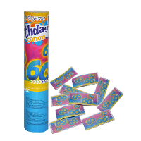 Party popper/confetti shooter   verjaardag 60 jaar   papier   multi kleuren   20 cm