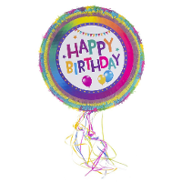 Pinata van papier   Happy Birthday thema   50 x 50 cm   Feestartikelen verjaardag