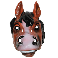 Plastic paarden verkleed dierenmasker   bruin   voor volwassenen   kunststof