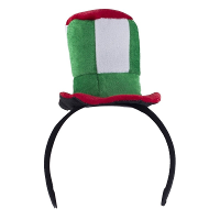 Pluche diadeem met groen/rood/wit feest hoedje   Verkleed accessoires   Italiaanse hoed haarband