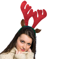 Rendier diadeem   rood   met oren   kerst verkleed accessoires   haarband