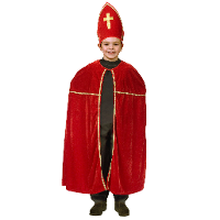 Sinterklaas verkleed kostuum   cape en mijter   voor kinderen   rood fluweel