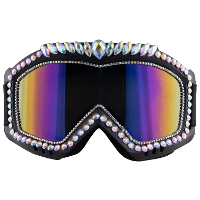 Funny Fashion Ski Bril   18 x 10 x 7 cm   metallic   met strass steentjes   zilver   apres ski