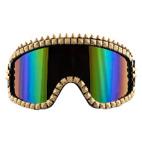 Funny Fashion Ski Bril   18 x 11 x 7 cm   metallic   met studs   goud   apres ski