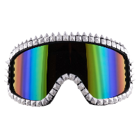Funny Fashion Ski Bril   18 x 11 x 7 cm   metallic   met studs   zilver   apres ski