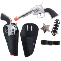 Speelgoed cowboy holster met pistolen   verkleed accessoire set   7 delig