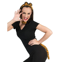 Tijger verkleed accessoires set   dierenpak   carnaval   diadeem en staart   dames