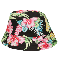 Toppers in concert   Verkleed hoedje Tropical Hawaii party   Summer print   zwart   volwassenen   Carnaval   bucket hat