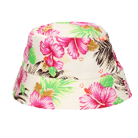 Toppers   Verkleed hoedje Tropical Hawaii party   Summer print   wit   volwassenen   Carnaval   bucket hat