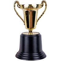 Trofee/prijs beker met oren   goud   kunststof   14 x 7 cm