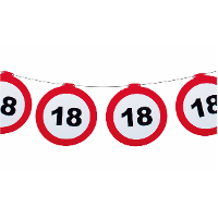 Verjaardag feestslinger 18 jaar   papier   verkeersborden   120 x 21 cm