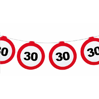 Verjaardag feestslinger 30 jaar   papier   verkeersborden   120 x 21 cm