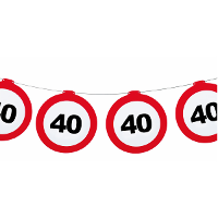 Verjaardag feestslinger 40 jaar   papier   verkeersborden   120 x 21 cm