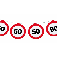 Verjaardag feestslinger 50 jaar   papier   verkeersborden   120 x 21 cm   Abraham/Sarah