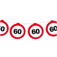 Verjaardag feestslinger 60 jaar   papier   verkeersborden   120 x 21 cm