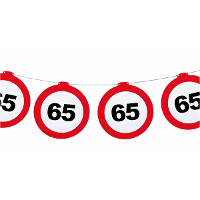 Verjaardag feestslinger 65 jaar   papier   verkeersborden   120 x 21 cm