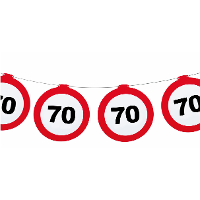 Verjaardag feestslinger 70 jaar   papier   verkeersborden   120 x 21 cm