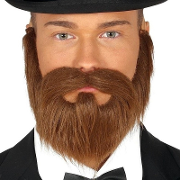 Verkleed baard met snor   bruin   jaren 20 thema accessoires   heren