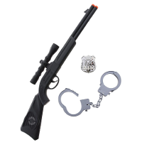 Verkleed geweer en accessoires set   politie agent   3 delig   kinderen   Carnaval   wapen