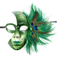Verkleed gezichtsmasker Venitiaans   groen met pauwenveren   volwassenen   Carnaval/gemaskerd bal