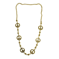 Verkleed ketting Flower Power / Hippie   goud   kunststof   peace tekens