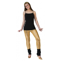 Verkleed legging met gaten   goud   dames   one size   disco/punk thema