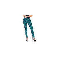 Zeemeermin carnaval verkleed legging   blauw   schubben   dames   feestkleding