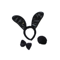 Zwart bunny verkleed setje 3 delig voor dames