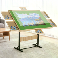 FUNTOK 1500 Stuk Puzzel voor Volwassenen Tafel Draagbaar Houten Puzzelbord met Lades Verstelbare Hoogte 4 Kantelingen Tr