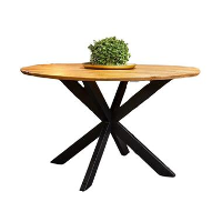 Furndea Brixon eettafel industrieel rond mangohout 77xØ130 cm
