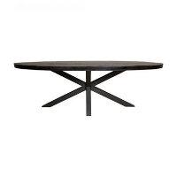 Furndea Eettafel Morada industrieel ovaal mangohout zwart 160x90x76cm