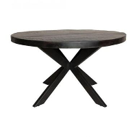 Furndea Eettafel Morada industrieel rond mango hout zwart 120x120x76cm
