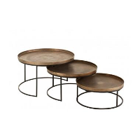 Furndea Salontafel Litan rond roest set van 3 70x70x50cm, 60x60x40cm, 50x50x35cm