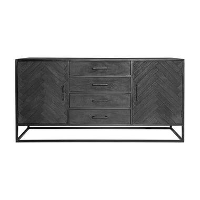 Furndea Scandi dressoir industrieel visgraat zwart   45x165x85 cm