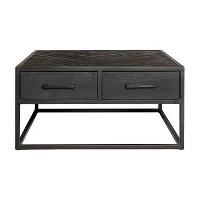 Furndea Scandi salontafel industrieel visgraat zwart 4 lades   40x80x40 cm