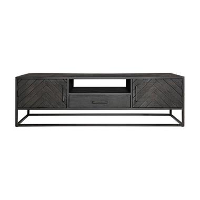 Furndea Scandi tv meubel industrieel visgraat zwart   45x180x50 cm