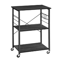 Furnihaus Keukentrolley   op wieltjes   2 legplanken   zwart   60cm